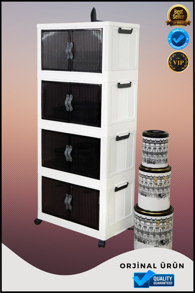 Overbazaar Katlanabilir Kapaklı Plastik Organizer Dolap | İstiflenebilir Sakl...