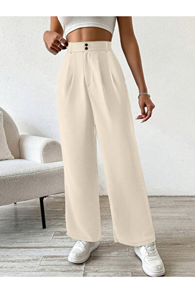 Take Two By Styli Beige Straight Leg Trousers