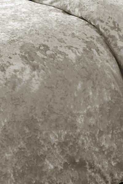 HAMUR Crush Hare Efektli Çift Kişilik Yatak Örtüsü Seti 2 Yastık Kılıfı Fırfırlı Saten Parlaklığı Vizon