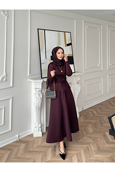 Blue Morpho Puf Scuba Fabric Belted Skirt Set