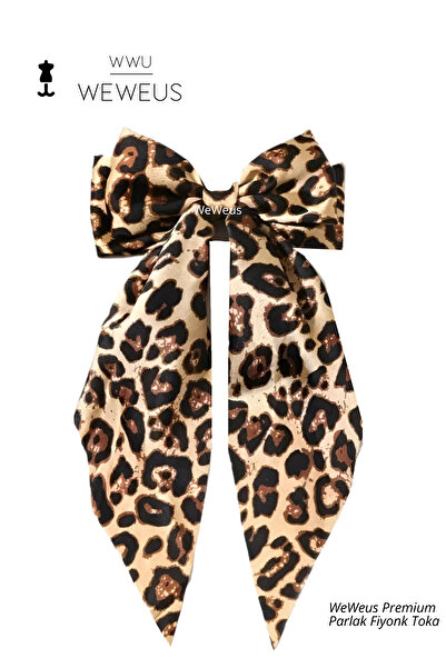 Weweus Kadın Leopar Parlak Fiyonk Kurdela Uzun Lüks Toka