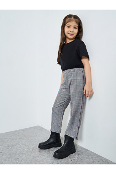 Styli Checked Elastic Waist Pants