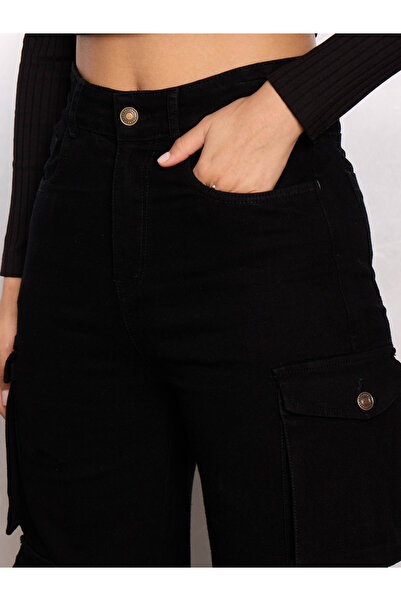 Sassafras By Styli Black Multi Pocket Cargo Jeans