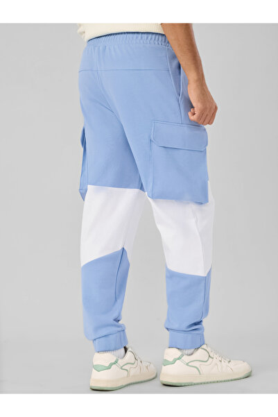 The Souled Store By Styli Men Blue Color Block Utility Cargo Joggers