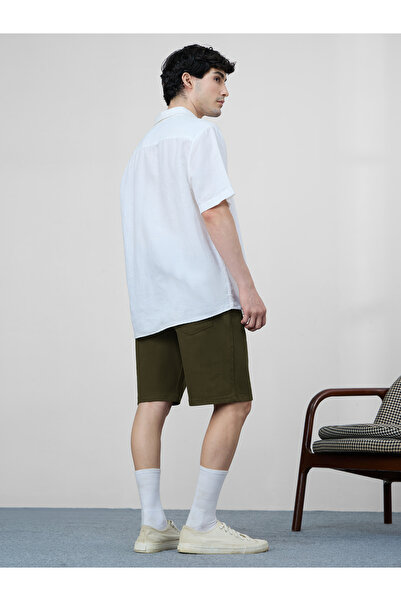 The Souled Store By Styli Men Dark Green Knee Length Denim Shorts