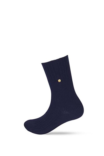 BONY SOCKS Чорапи от вискозен трикотаж с телбод, тъмносини