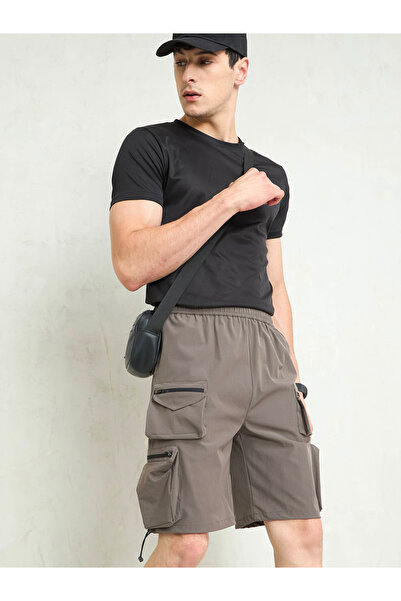 Mascln Sassafras By Styli Dark Grey Utility Pocket Parachute Shorts