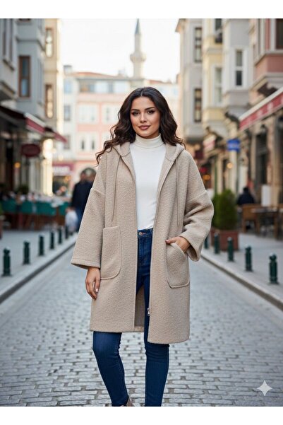 SaklıButik Women's Square Pocket Zippered Curly Jacket