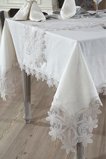 Çeyiz Diyarı Τραπεζομάντιλο Latife 26 τεμαχίων κρέμα