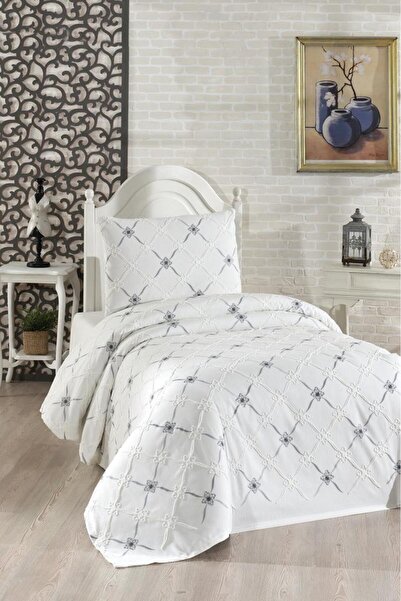 Çeyiz Diyarı Kanola Embroidered Chenille 2-Piece Single Bedspread