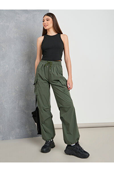 Take Two By Styli Solid Cargo Pants with Drawstring Closure