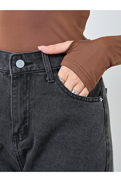 Styli Mid Rise Plain Wide Leg Jeans