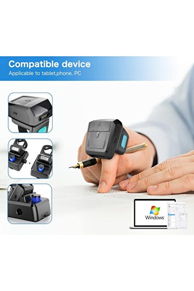 NETUM RS9000 Bluetooth 2D QR Ring Barcode Scanner (Wearable, Charging Cradle)