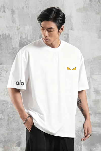 Alo loose round neck short sleeved T-shirt heavy weight 100% cotton