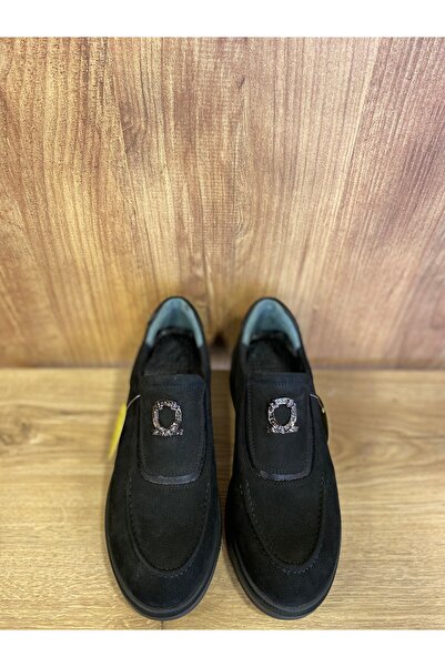 Mammamia El Yapımı Hakiki Deri Siyah Nubuk Lastikli Ayakkabı