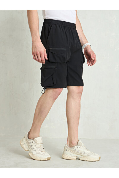 Mascln Sassafras By Styli Black Utility Pocket Parachute Shorts