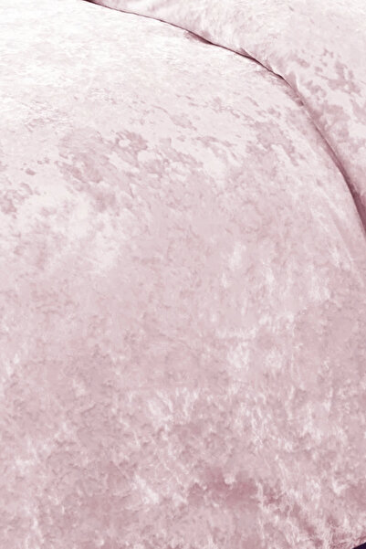 HAMUR Crush Hare Efektli Çift Kişilik Yatak Örtüsü Seti 2 Yastık Kılıfı Fırfırlı Saten Parlaklığı Pudra