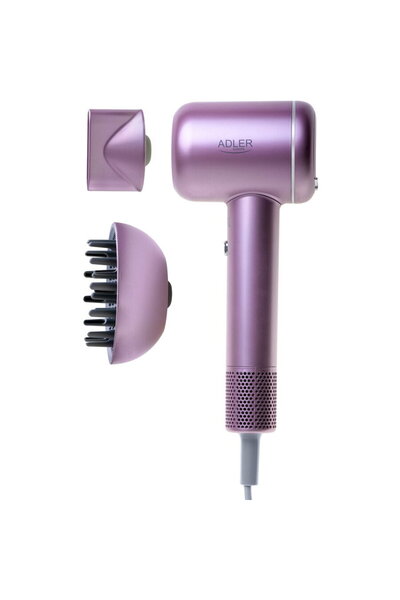 adler AD 2270p hair dryer, 3 speeds, 3 temperature settings, diffuser, concentrator, 1600W, Purple