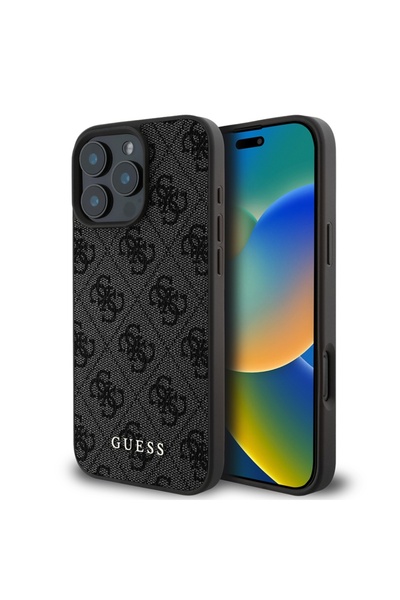 Guess Θήκη για iPhone 16 Pro, Σκληρή θήκη 4G Classic, Μαύρη