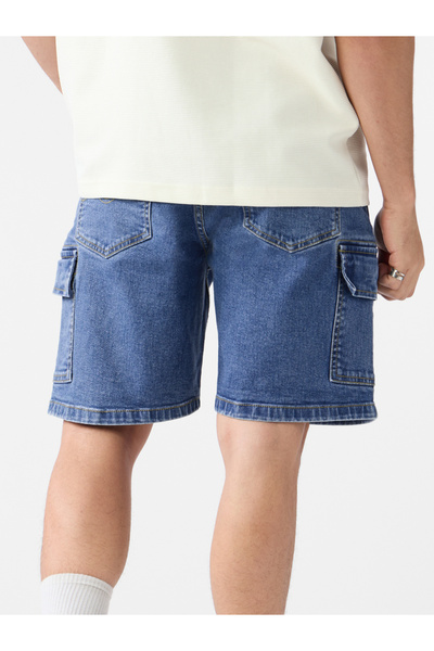 The Souled Store By Styli Men Blue Denim Cargo Shorts