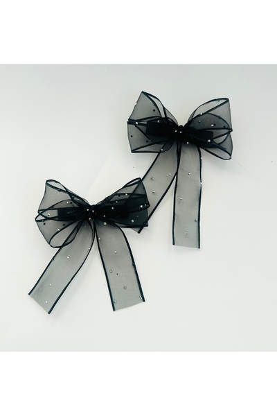 Zebra Tulle Bow Double Set Buckle