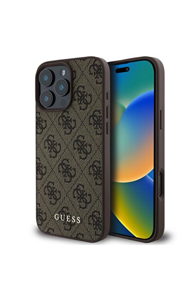 Guess Θήκη για iPhone 16 Pro, Σκληρή θήκη 4G Classic, Καφέ
