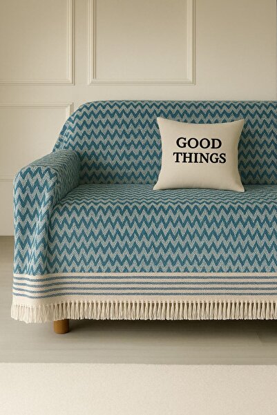 OGİ HOME Liena Dokuma %100 Pamuk Koltuk Örtüsü Çok Amaçlı Pike 170x210