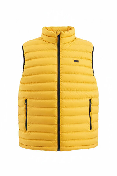 D1fference Erkek Astarlı Su ve Rüzgar Geçirmez Regular Fit Sarı Şişme Yelek