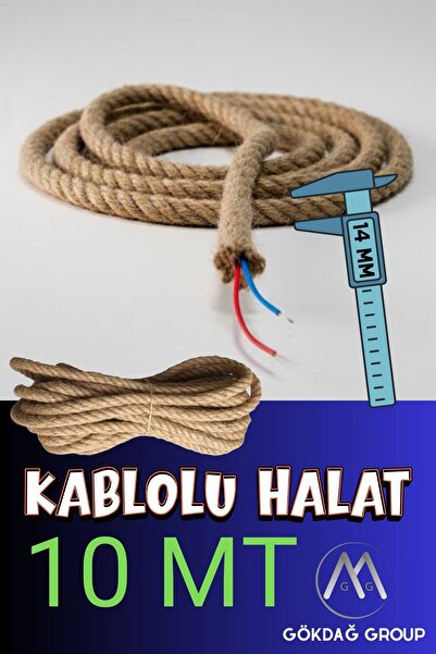 GÖKDAĞ GROUP 10 MT KABLOLU JÜT HALAT AYDINLATMA DEKORATİF HASIR 14 MM