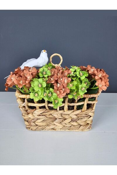 EVİMTATLIEVİM سلة بريدية من القش على شكل طائر، حامل صحف، زينة للباب، 25 سم
