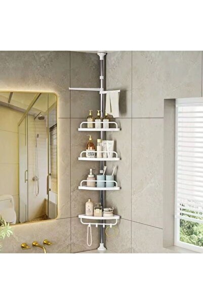 OEM Raft de colț pentru baie, 4 rafturi, înălțime reglabilă