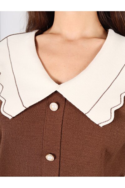 YEK&BİR Peter Pan collar Buttoned Knitwear Cardigan Brown