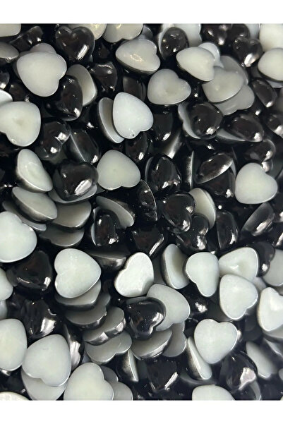 BEİLYS COSMETİCS & ACCESSORY 100 Pieces Half Heart Pearl 8 mm Black Glue-On Pearl B:86