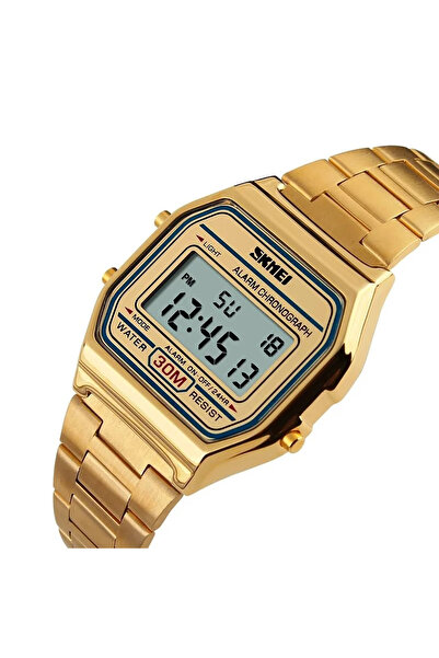 Skmei 1123 Gold Men's Digital Watch – LED Display, Multiple Functions, Stopwatch, Alarm