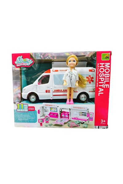 PASİFİK OYUNCAK Mobile Hospital – Oyuncak Bebekli Ambulans ve Doktor Seti (11...