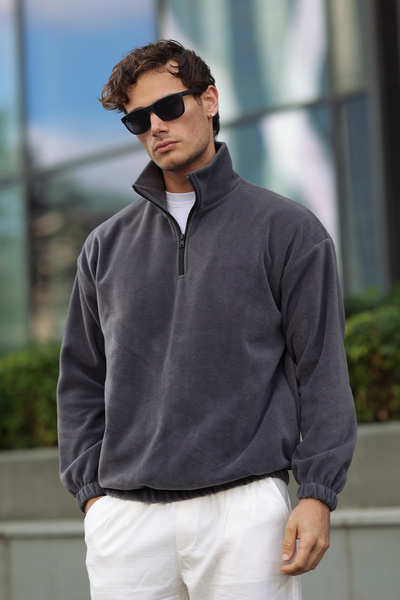 aziso Ανδρικό φούτερ oversized ψηλός λαιμός Fleece