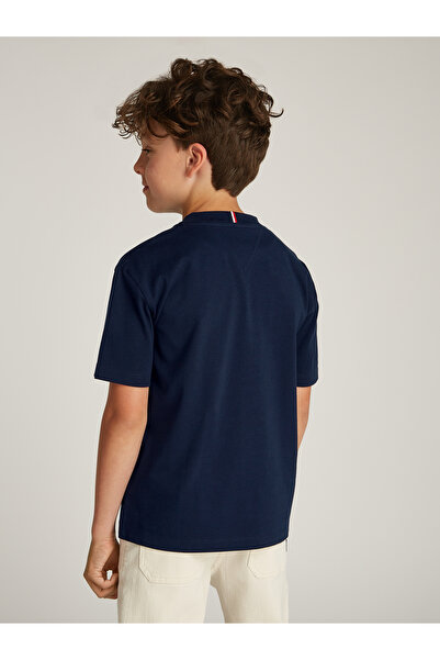 Tommy Hilfiger Boys Dark Night Navy Flag Embroidery Crew Neck T-Shirt