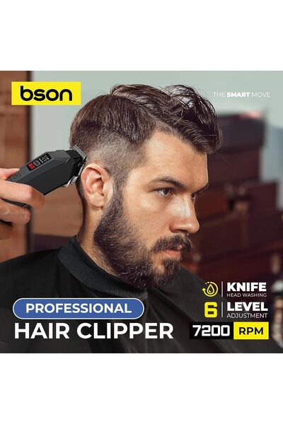 bson Professional Hair Clipper with USB-C, 6 Adjustable Lengths, Precision Blades & LED Display