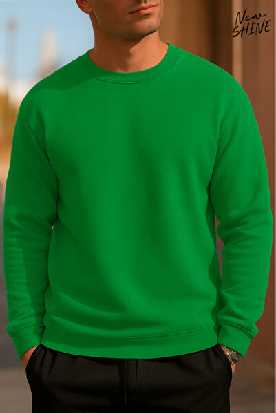 New Shine Neimprimat guler rotund Swea tricou