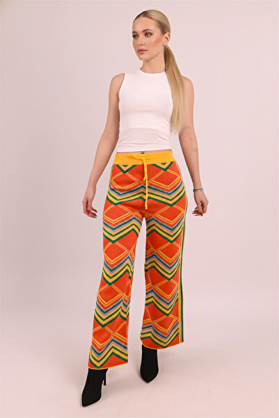 armonika Women's Yellow Tie-Waist Colorful Knitwear Pants Arm-26K136022