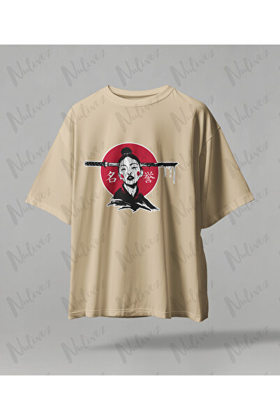 Nulivez تي شيرت ساموراي ديزاين مطبوع عالي الجودة للجنسين قصة فضفاضة