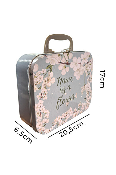 Genel Markalar FL-44 Flower Metal Kutu | Kulplu Saklama Kutusu, Çiçek Desenli Metal Organizer 20,5x17x6,5 cm
