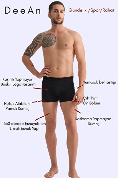 DeeAn Boxer pentru bărbați, din bumbac, din bumbac pieptănat, negru, flexibil, cutie de 6 piese