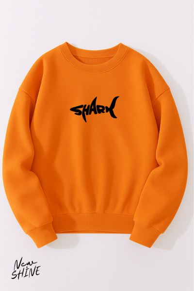 New Shine سويت شيرت Shark مطبوع برقبة دائرية