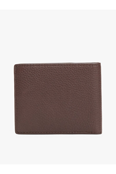 Tommy Hilfiger Men Coffee Bean Monogram Leather Bifold Card Wallet