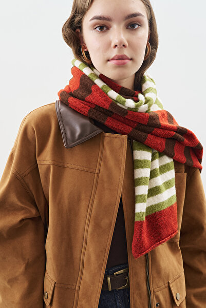 Manuka Striped Long Scarf Green