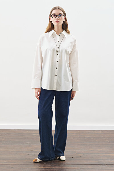Manuka Oversized Shirt with Design Details Ecru