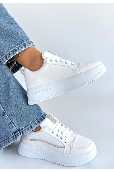 Erbilden Natte White Leather Lace-Up Sneakers