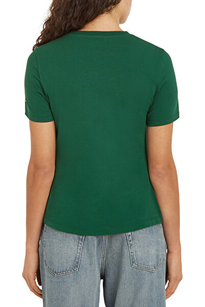 Tommy Hilfiger Women Ornamental Green Regular Script Graphic Short Sleeves T-Shirt