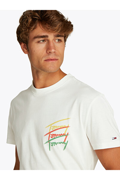 Tommy Hilfiger Men Ecru Monotype Printed Short Sleeves T-Shirt